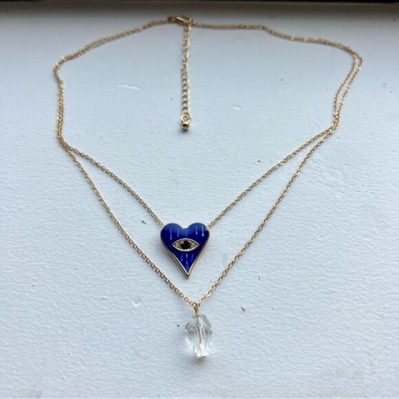 SHEIN heart shaped evil eye double layer necklace - Picture 1 of 4